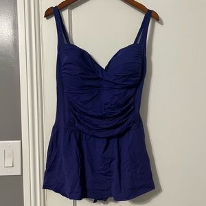 One pice swimdress. Very flattering.